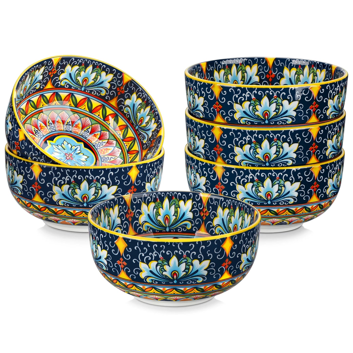 Malacasa 6 Or 12 Piece Bohemian Ceramic Soup Bowl Set