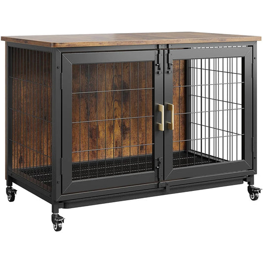 HiMISS Wooden Dog Crate Furniture With Heavy Duty Steel Frame