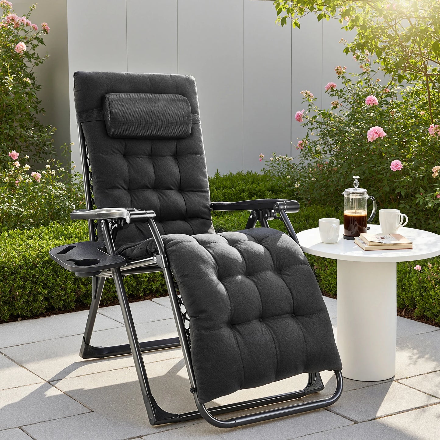 JHK Zero Gravity Portable Recliner Outdoor Lounge Chair Cup Holder