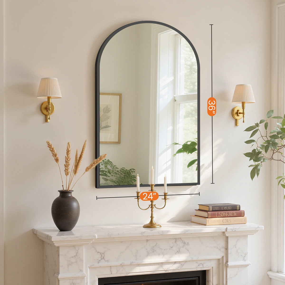 MCQ Arched Wall Mount Bathroom Mirror With Aluminum Frame