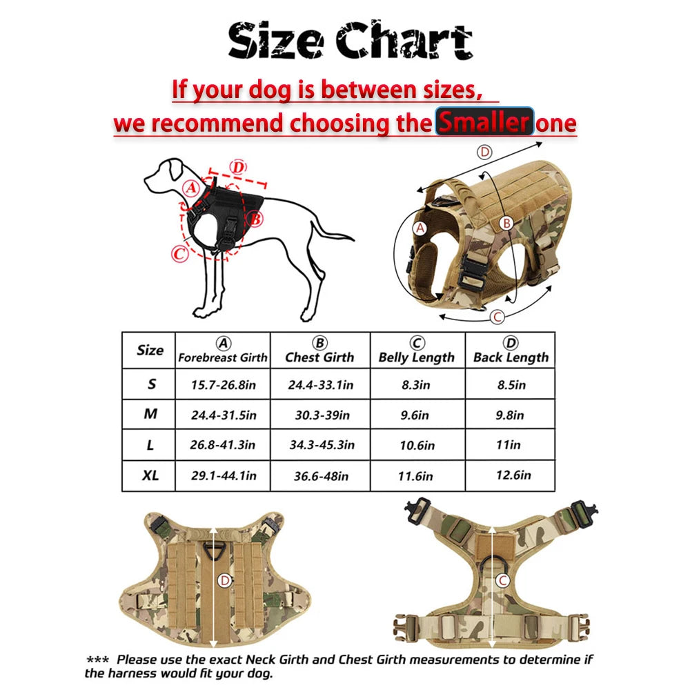 Durable Tactical Dog Harness And Leash Set No Pull For Large Dogs