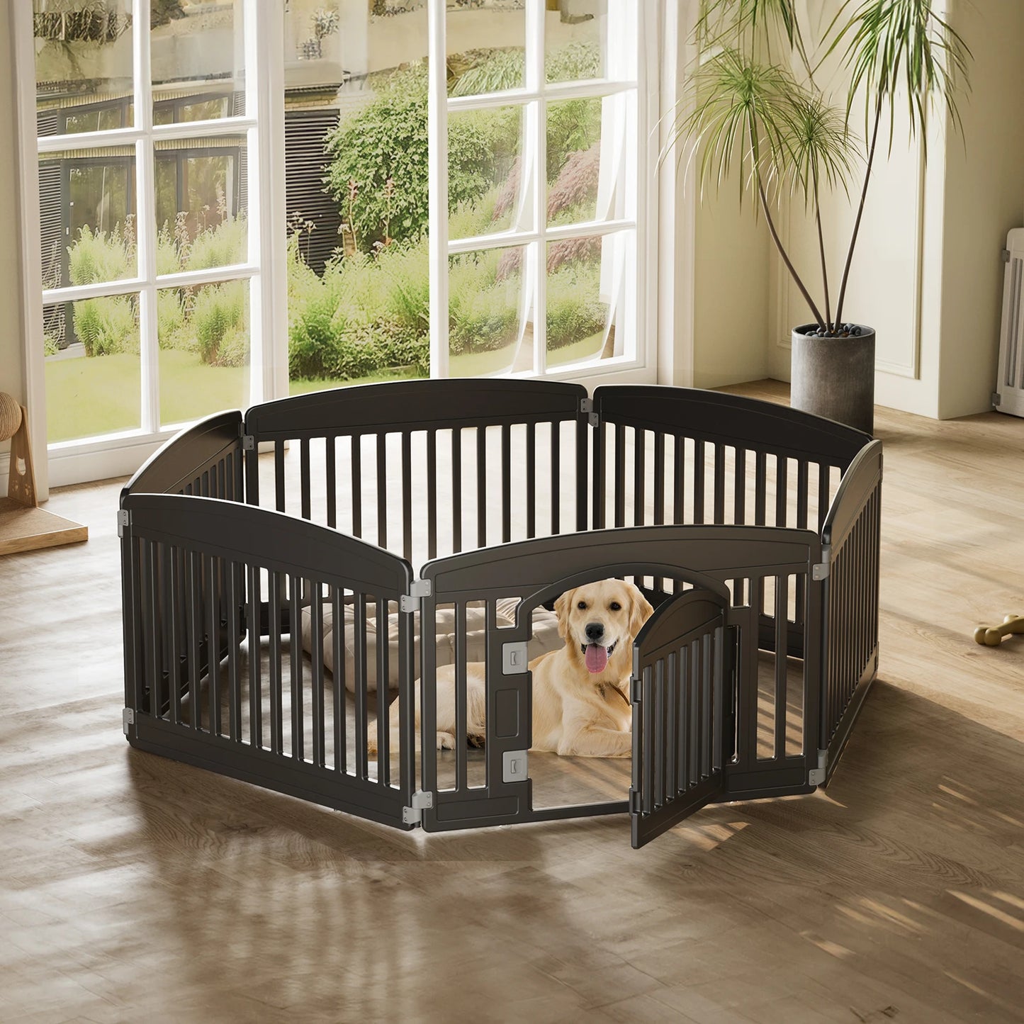 JHK Plastic Dog Playpen Expandable Pet Fence For Medium Dogs