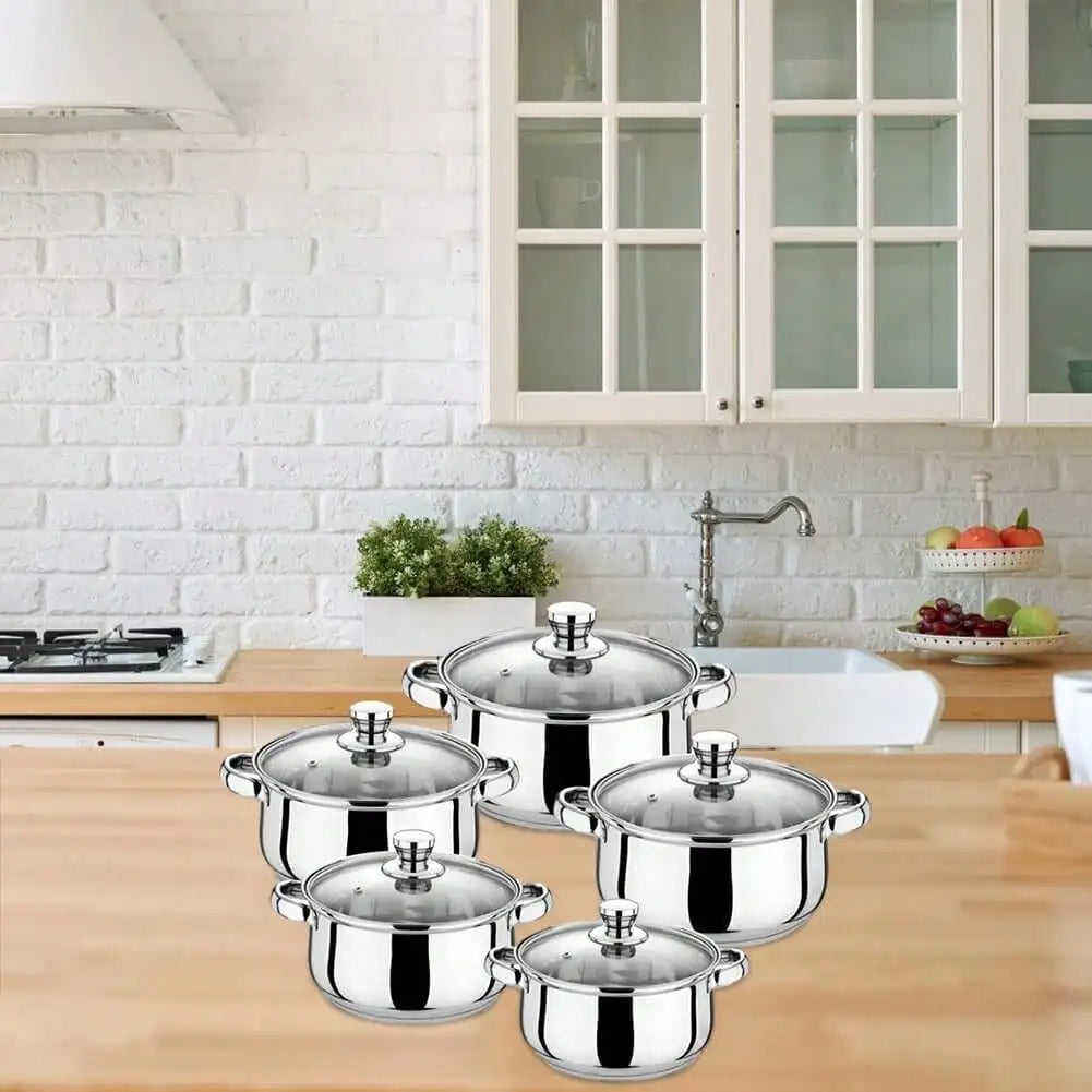 Stainless Steel Nonstick Cookware Set For Induction And Gas Stoves