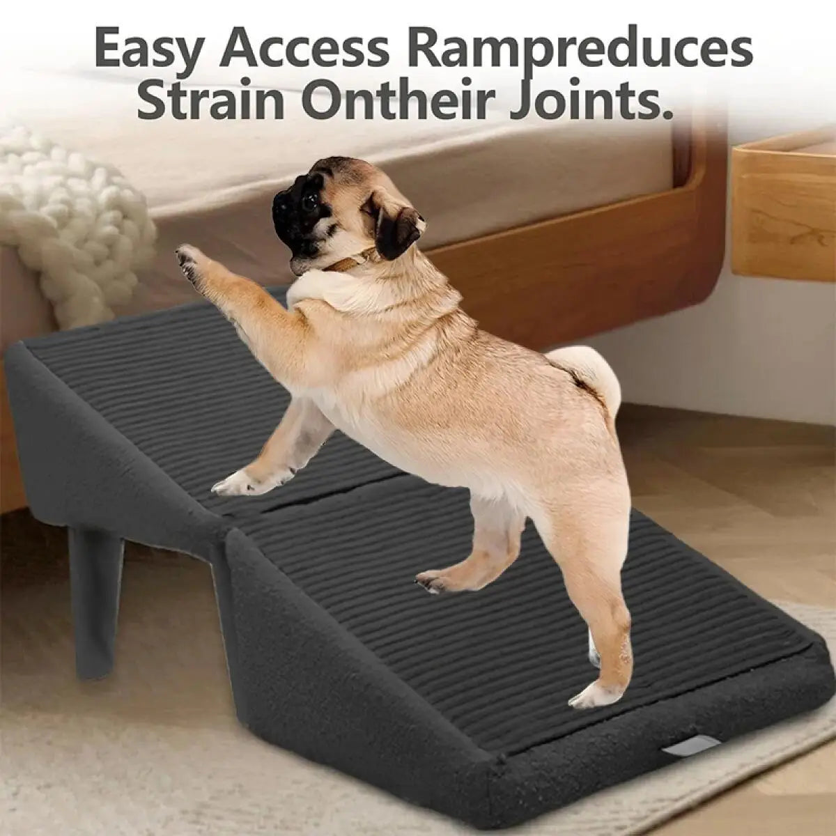 Foldable 2 In 1 Wooden Dog Ramp And Stairs Non Slip Pet Step Stool