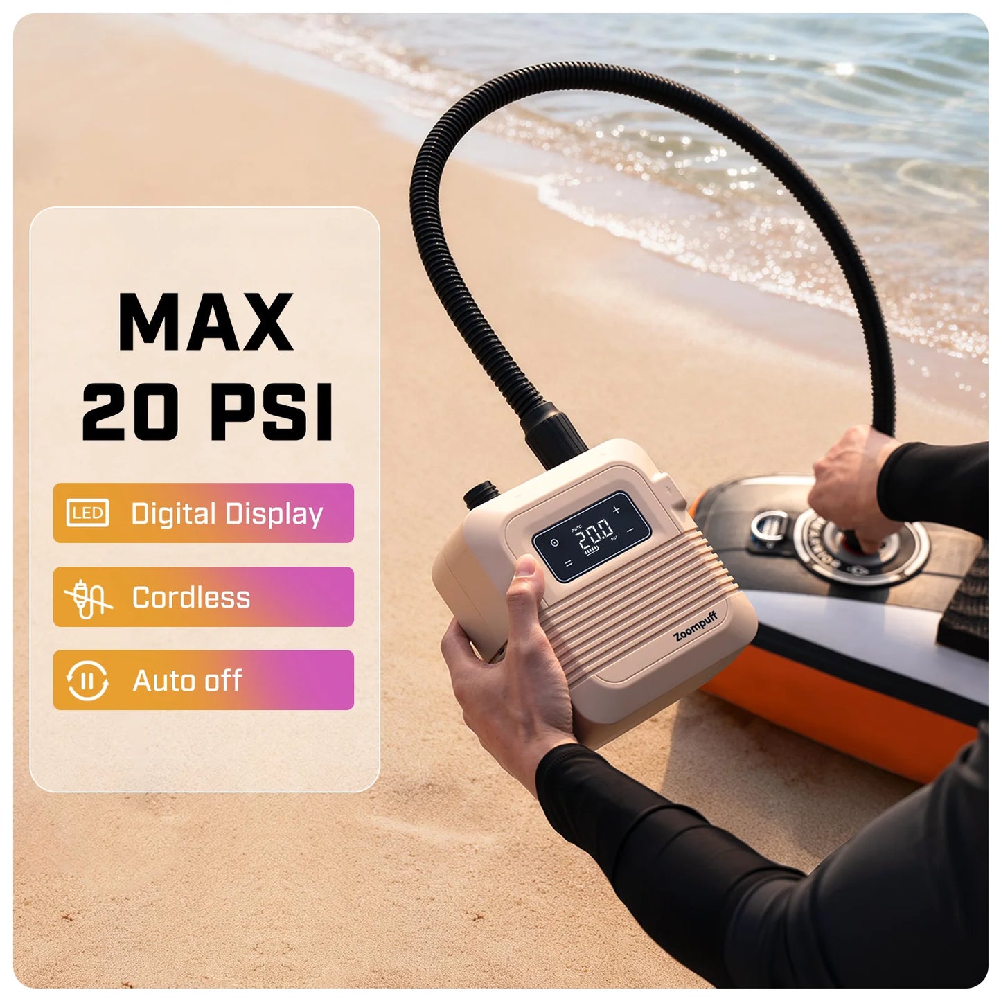 Zoompuff D27PRO Electric SUP Air Pump With Rechargeable Battery