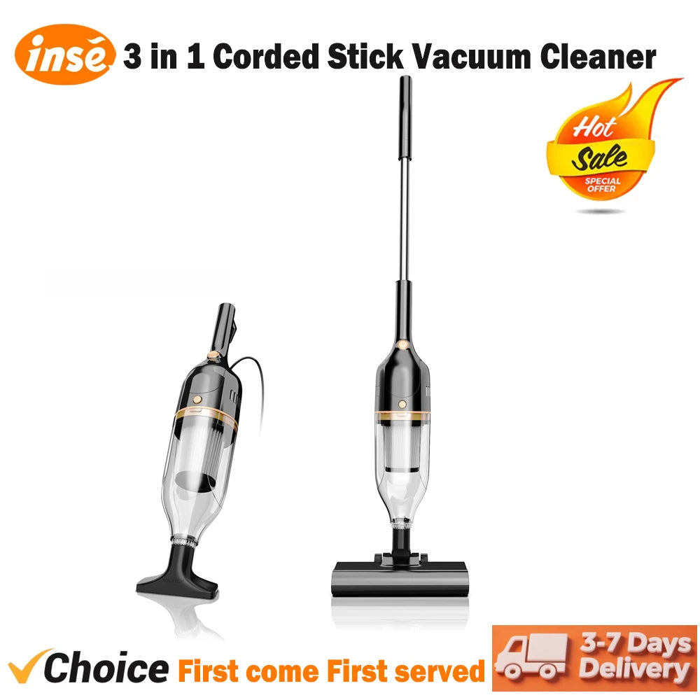 INSE 600W Corded Vacuum Cleaner 3-In-1 Handheld For Home
