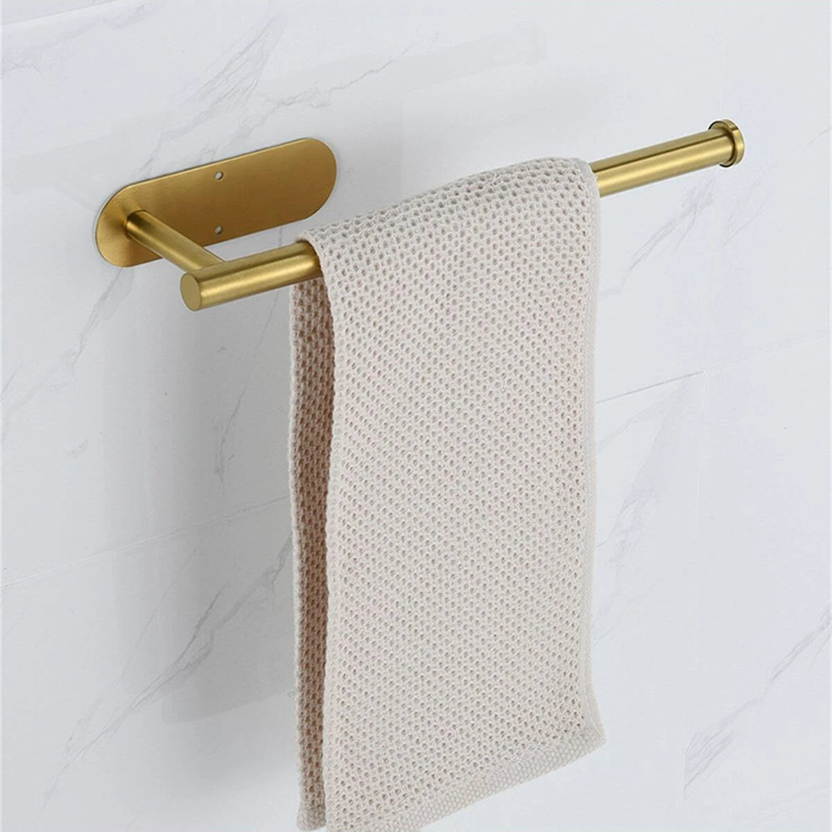 Stainless Steel Adhesive Towel Bar with Hook for Bathroom Kitchen