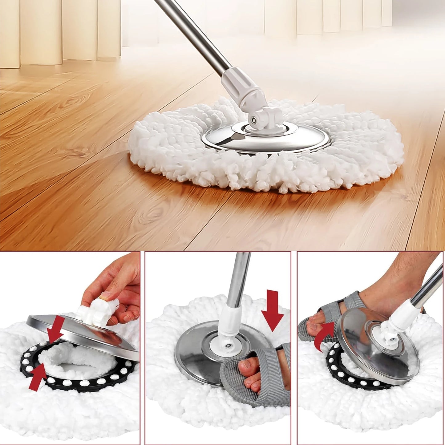 Microfiber Round Spin Mop Replacement Head Refill For Floor Cleaning