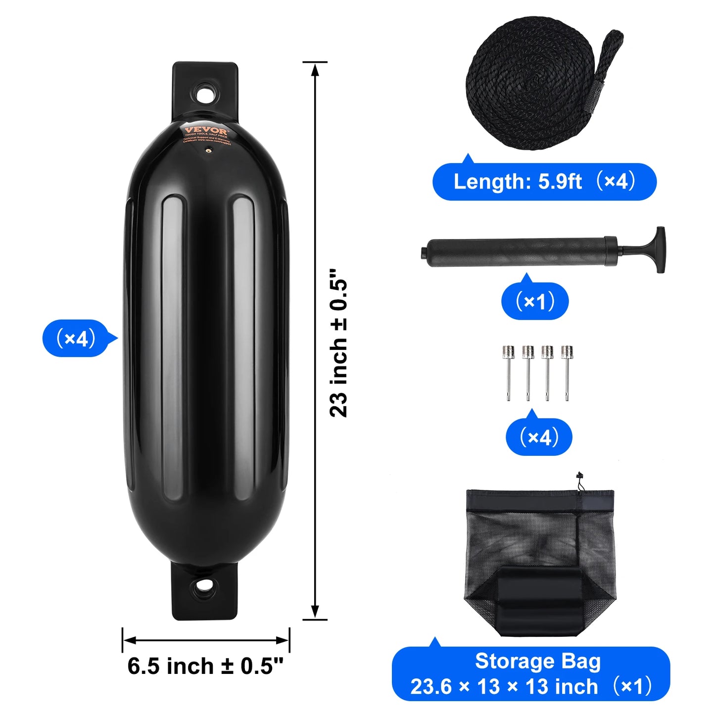 SucceBuy Inflatable Ribbed Marine Boat Dock Fender With Air Pump