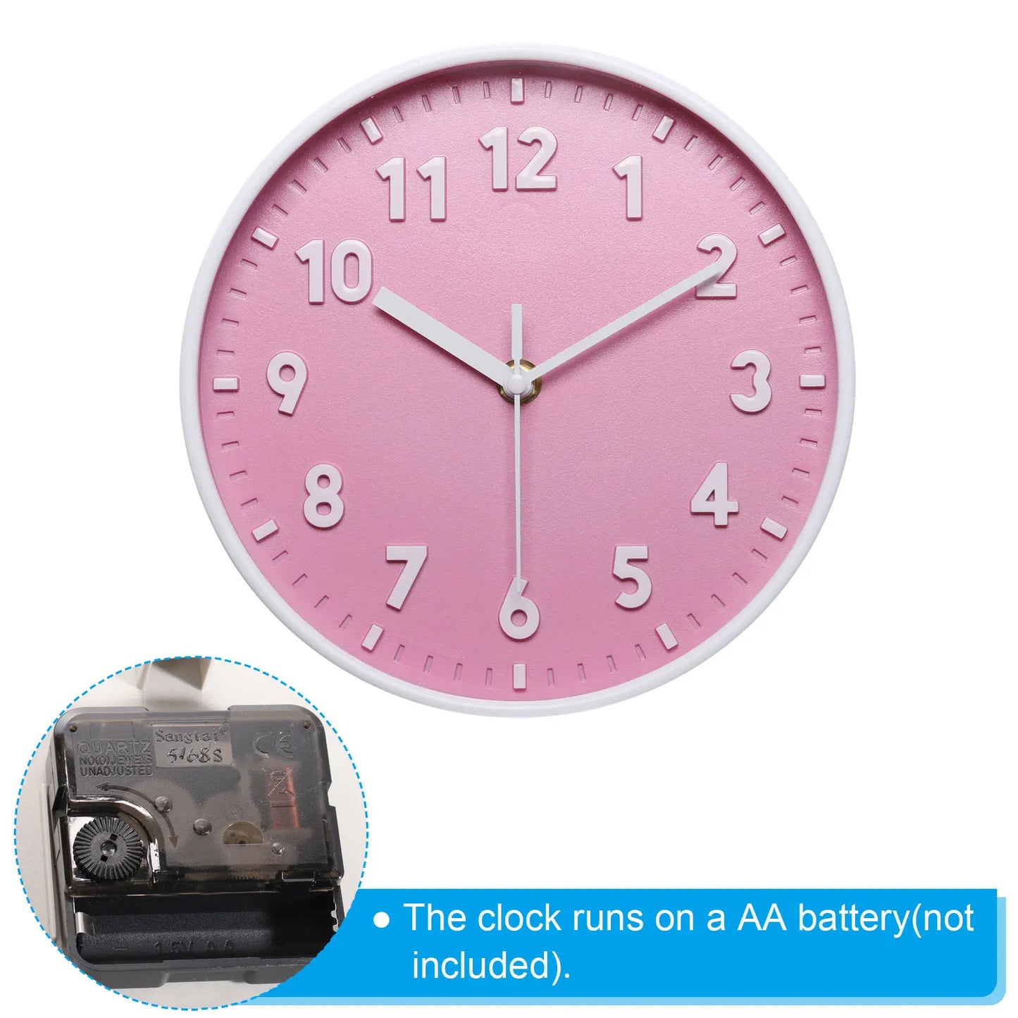 UXCELL Wall Clock Quartz Silent Battery Operated Round 3D Numbers