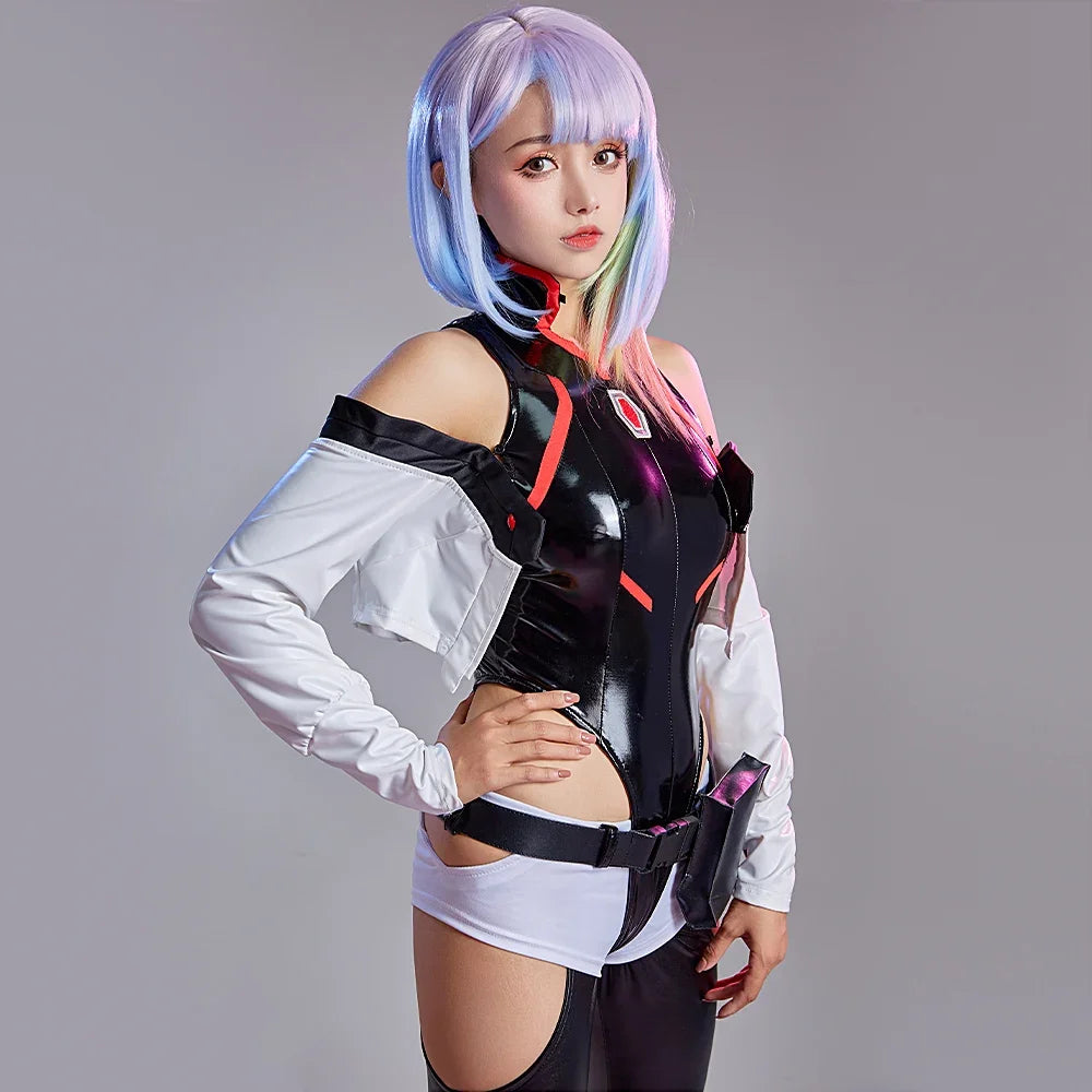 Miccostumes Women's Anime Cosplay PU Leather Bodysuit Costume Set