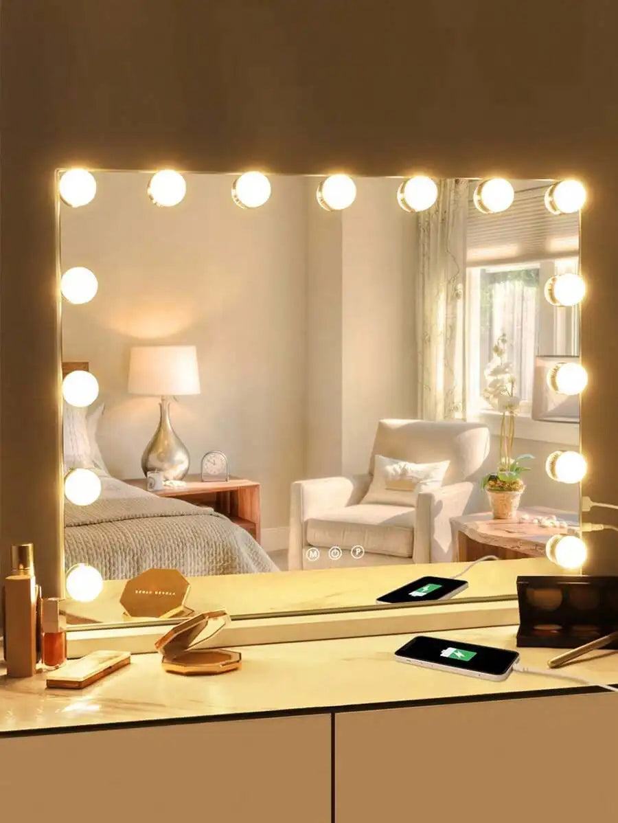 Lighted Vanity Makeup Mirror With Adjustable Three Light Settings