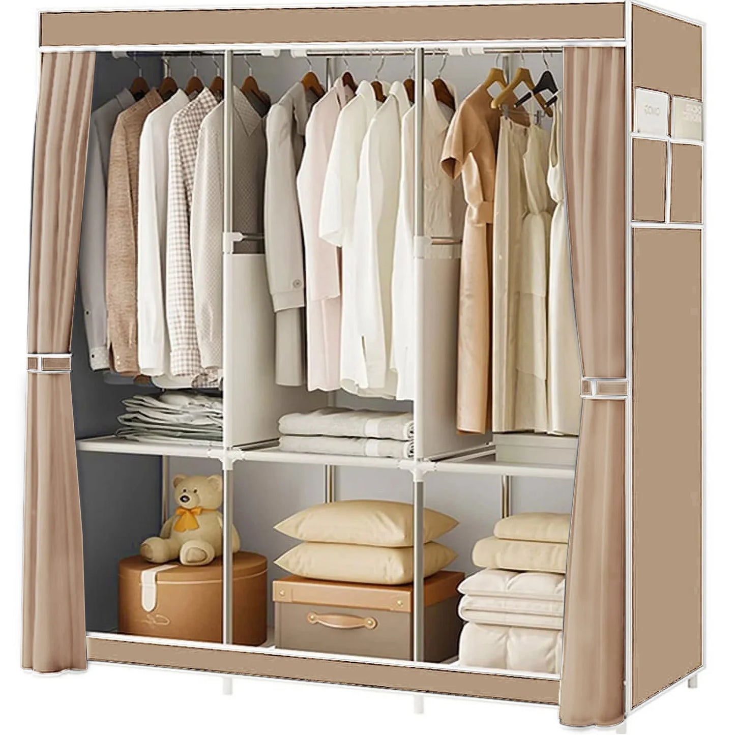 Portable Closet Wardrobe Organizer Storage Rack Nonwoven Fabric