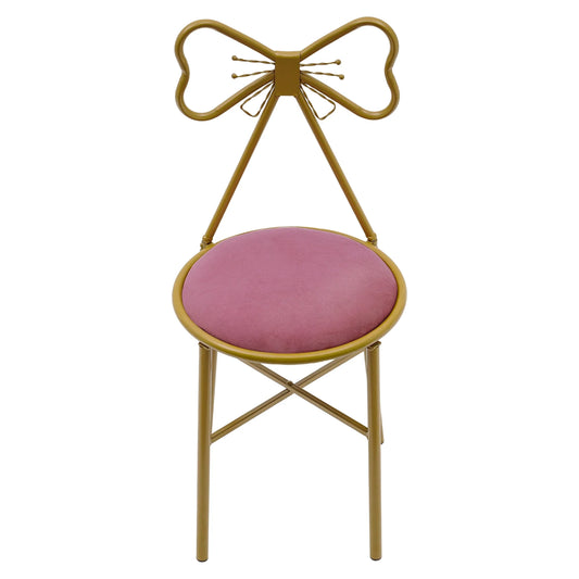 Bymaocar Butterfly Backrest Chair Metal Vanity Stool For Living Room