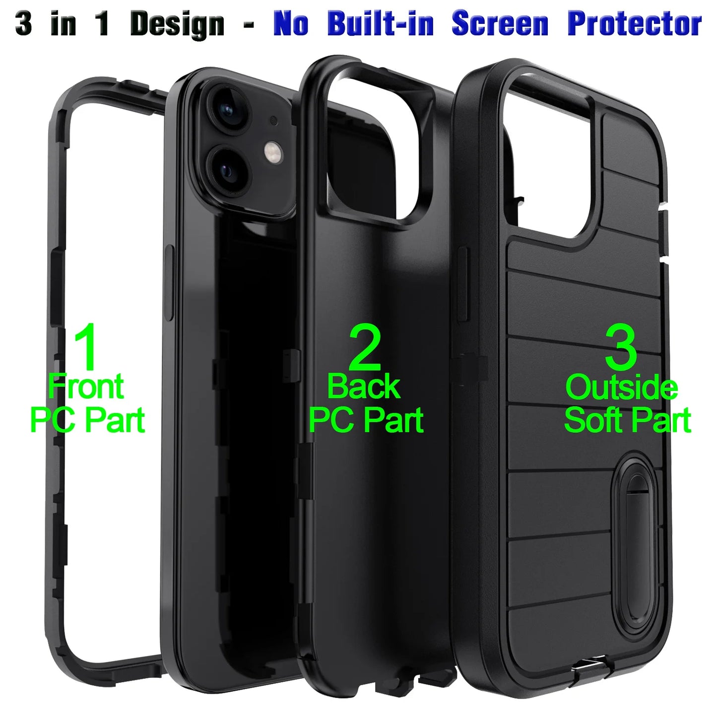 Rugged Hybrid Shockproof Kickstand Case For iPhone Series