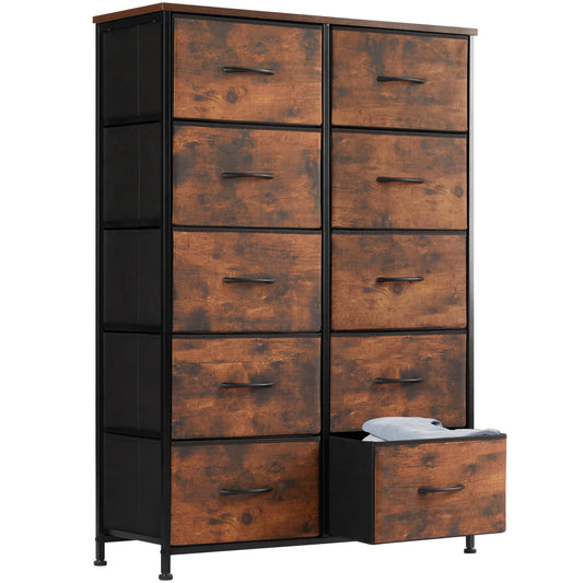 JHK Bedside Table With Fabric Drawers And Metal Frame
