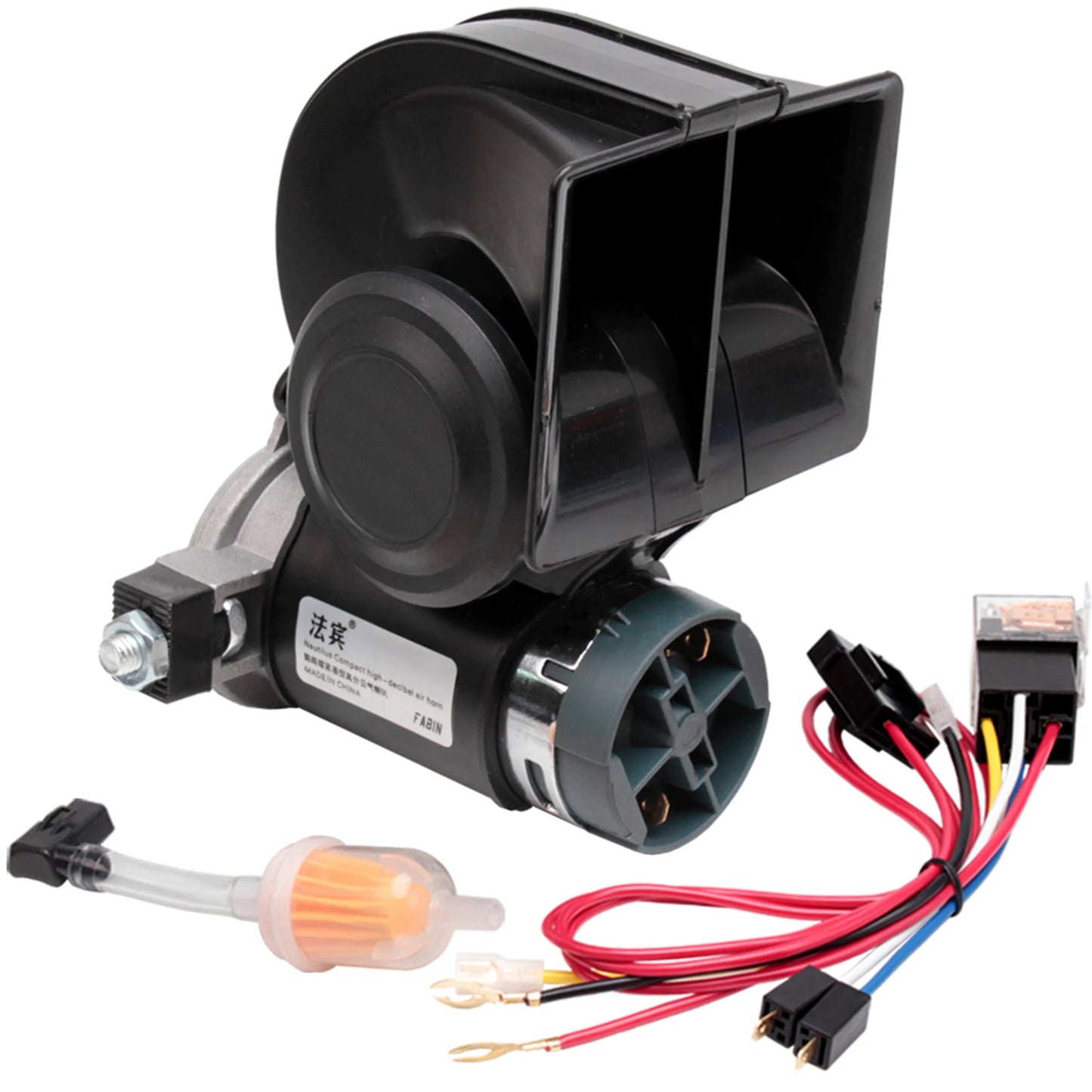 FARBIN Snail Air Horn With Compressor Relay Harness 12V 150 dB