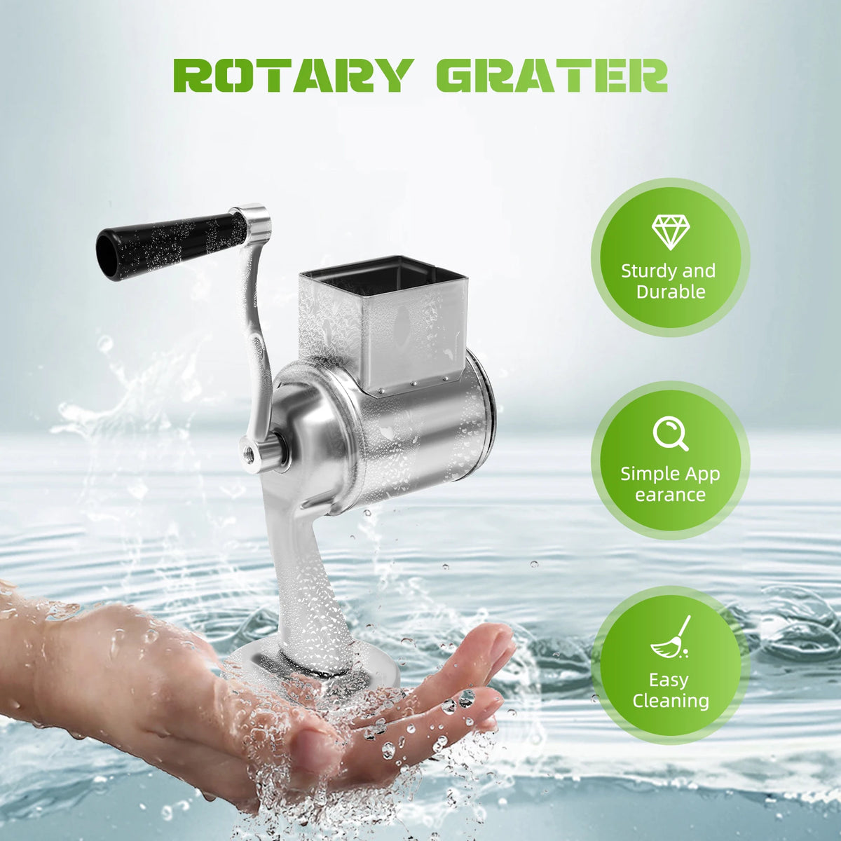 Stainless Steel Manual Rotary Grater With Five Sharp Blades