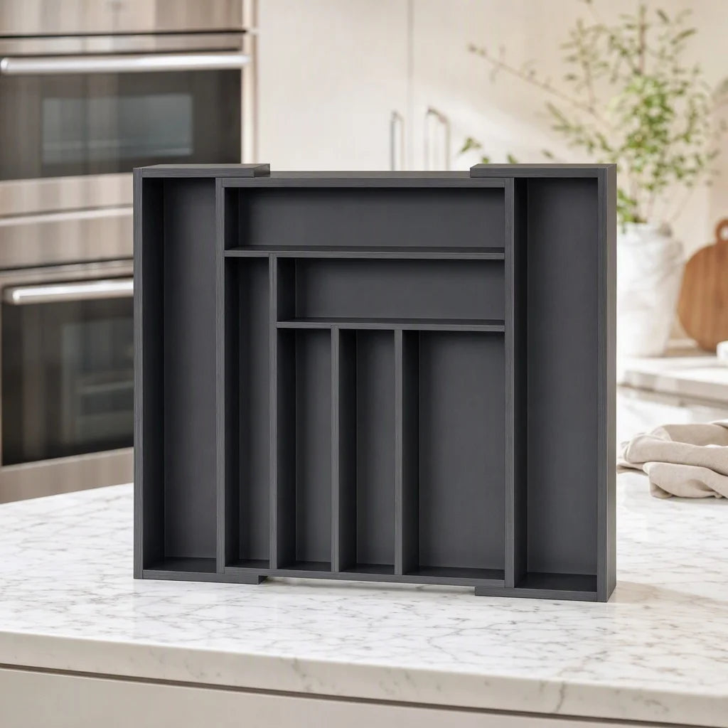Expandable Bamboo Drawer Organizer For Kitchen Utensils And Silverware Storage