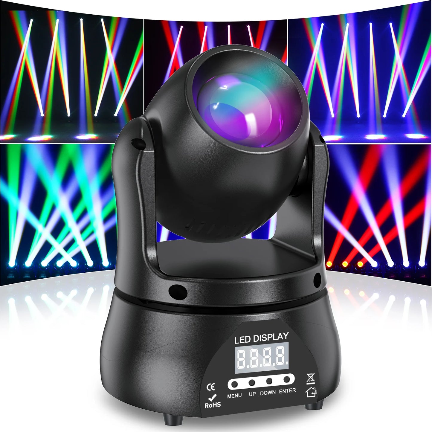 Fieryzeal Mini 40W RGBW Beam Moving Head Light DMX Stage