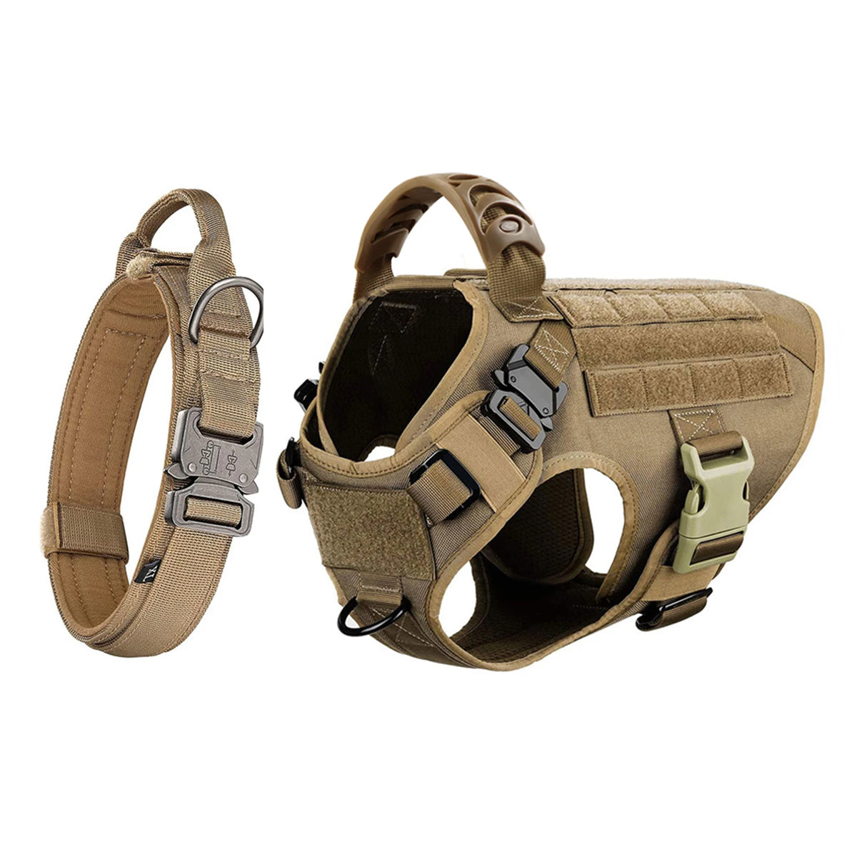 Adjustable Tactical Nylon Dog Harness And Collar Set For Training