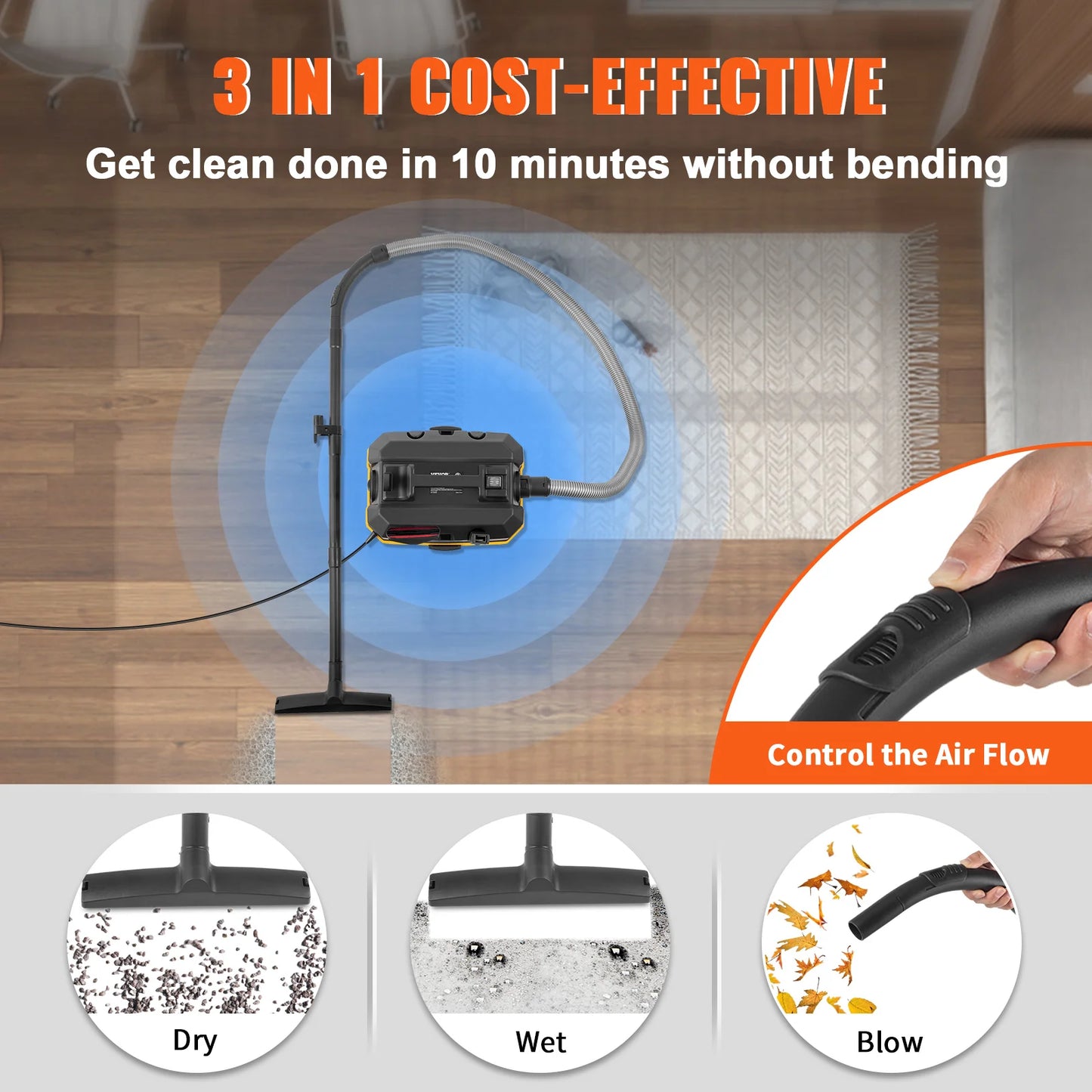 SucceBuy Wet And Dry Vacuum Cleaner 1200W Powerful Suction