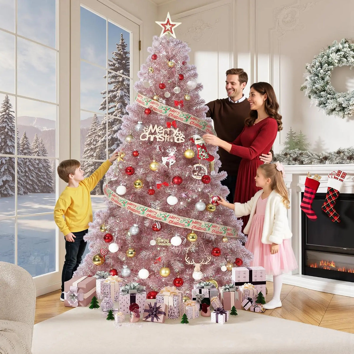 Prelit Artificial Black Pencil Christmas Tree With Warm LED Lights