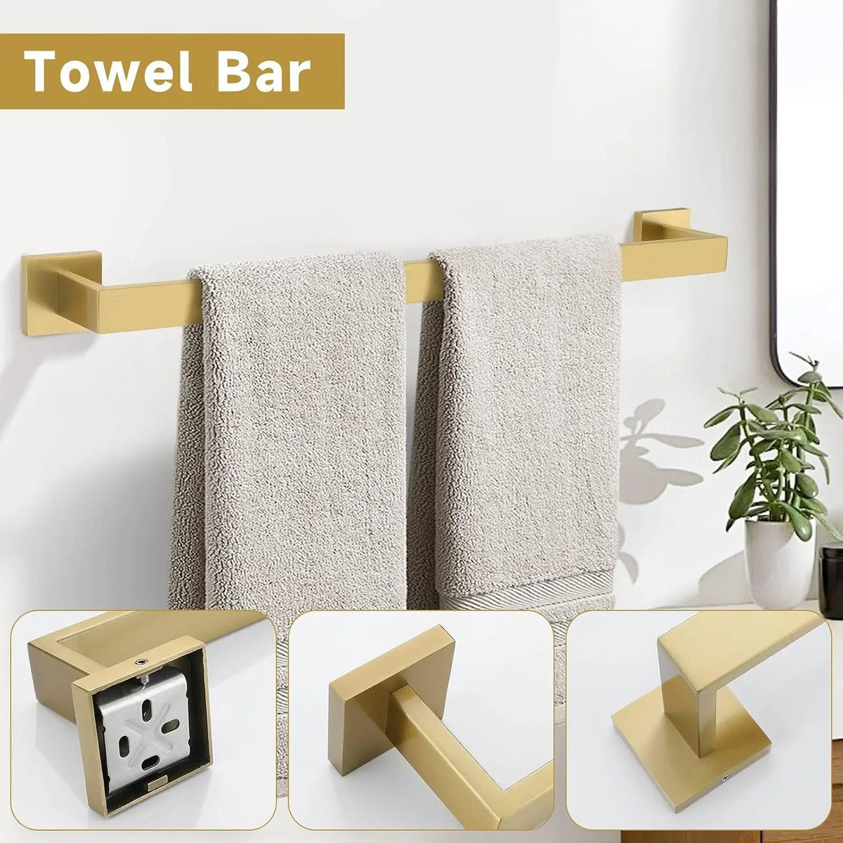 SUS304 Bathroom Hardware Set With Sturdy Steel Towel Bar