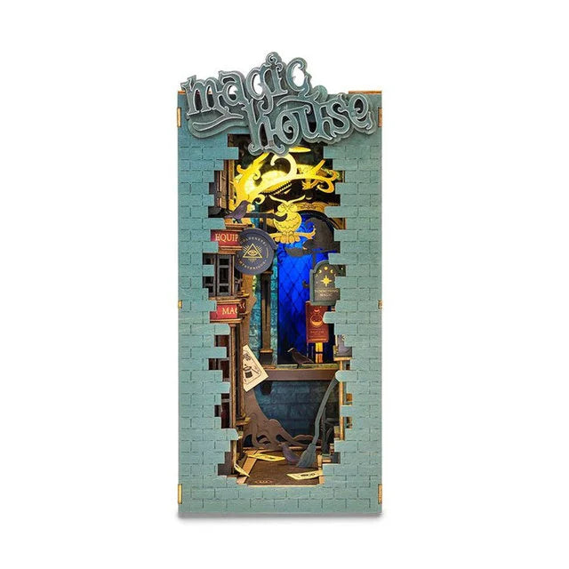 Robotime Diy Book Nook Wooden Miniature Doll House For Bookshelf