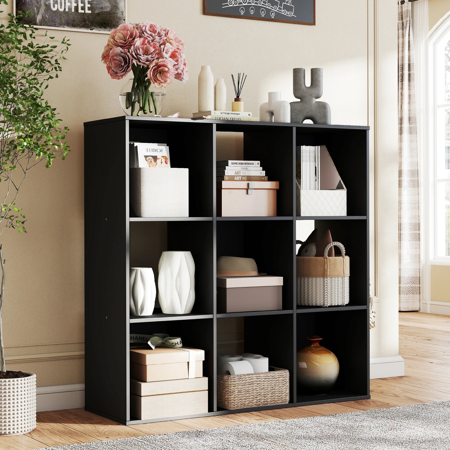 JHK 9 Cube Storage Organizer Wooden Shelf Bookcase