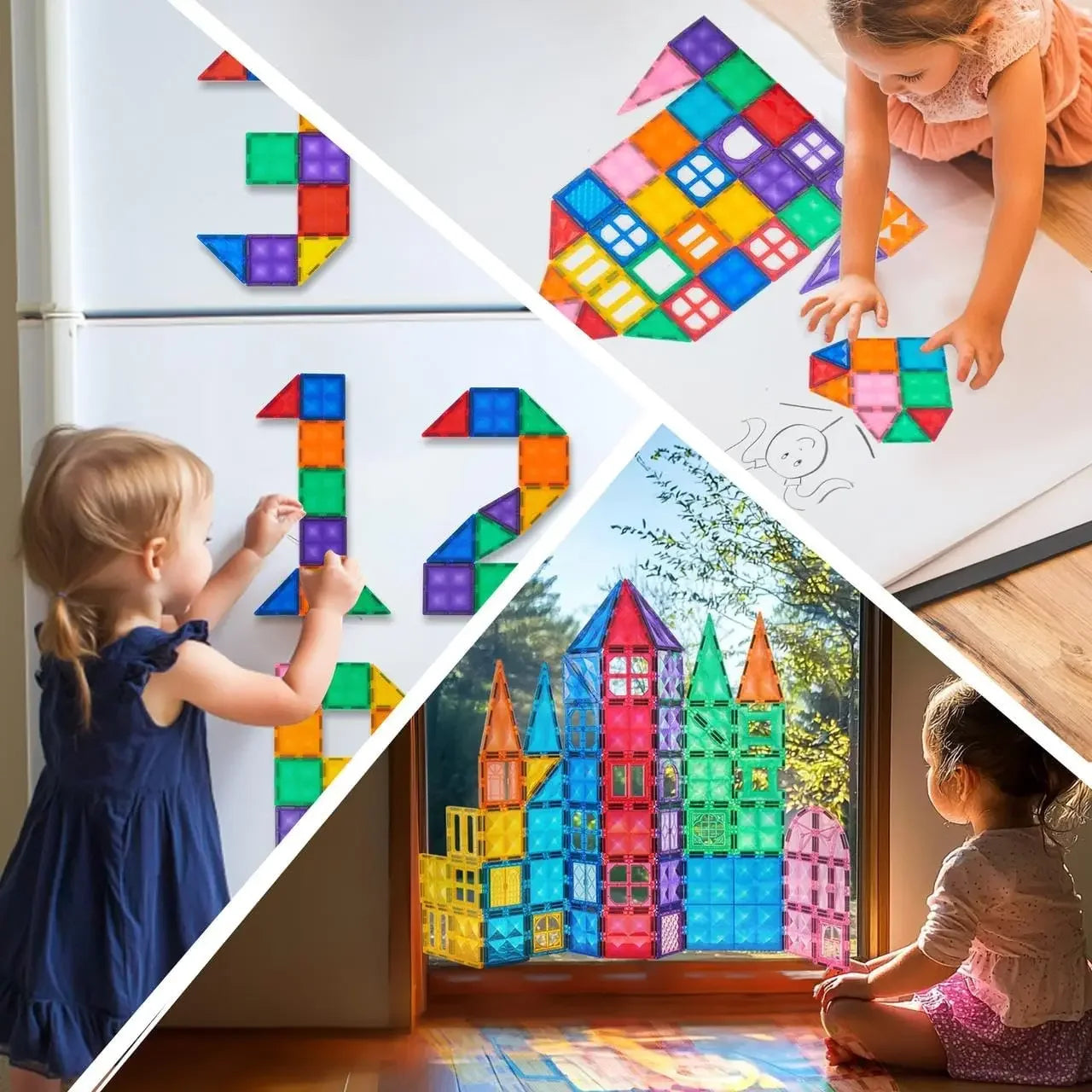 Joyfy 66 Piece Magnetic Building Tiles STEM Toy For Kids