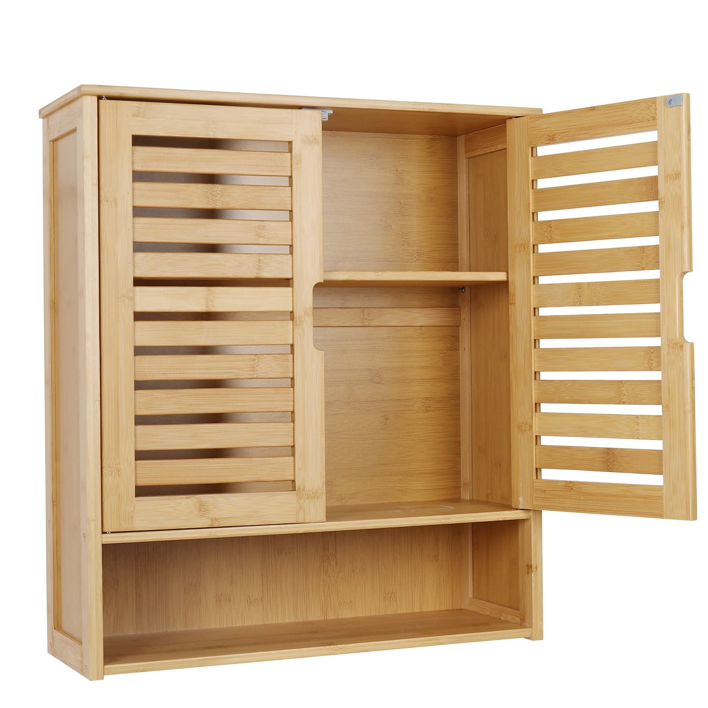 Wisfor Wall Mounted Bamboo Bathroom Cabinet Organizer Shelf