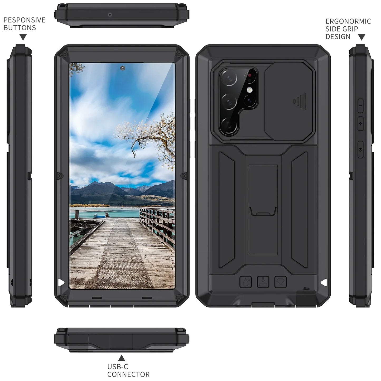 Rugged Full Body Case Samsung Galaxy S24 With Kickstand