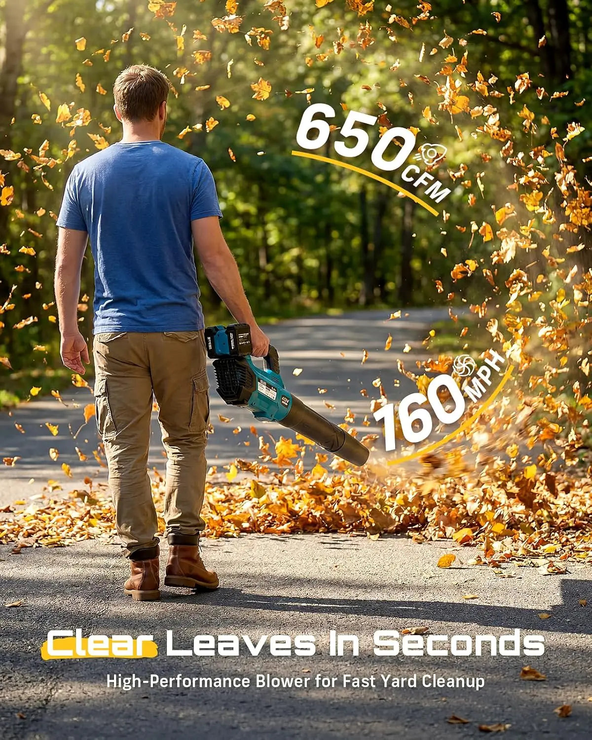 SeeSii Brushless Cordless Turbo Leaf Blower With Dual Battery Power