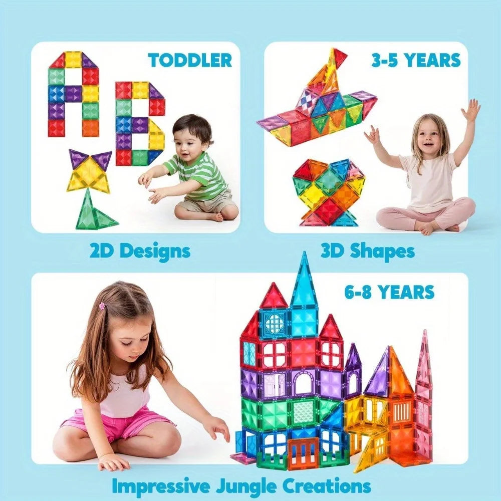 Joyfy 3D Magnetic Building Tiles Set With Vehicle Blocks