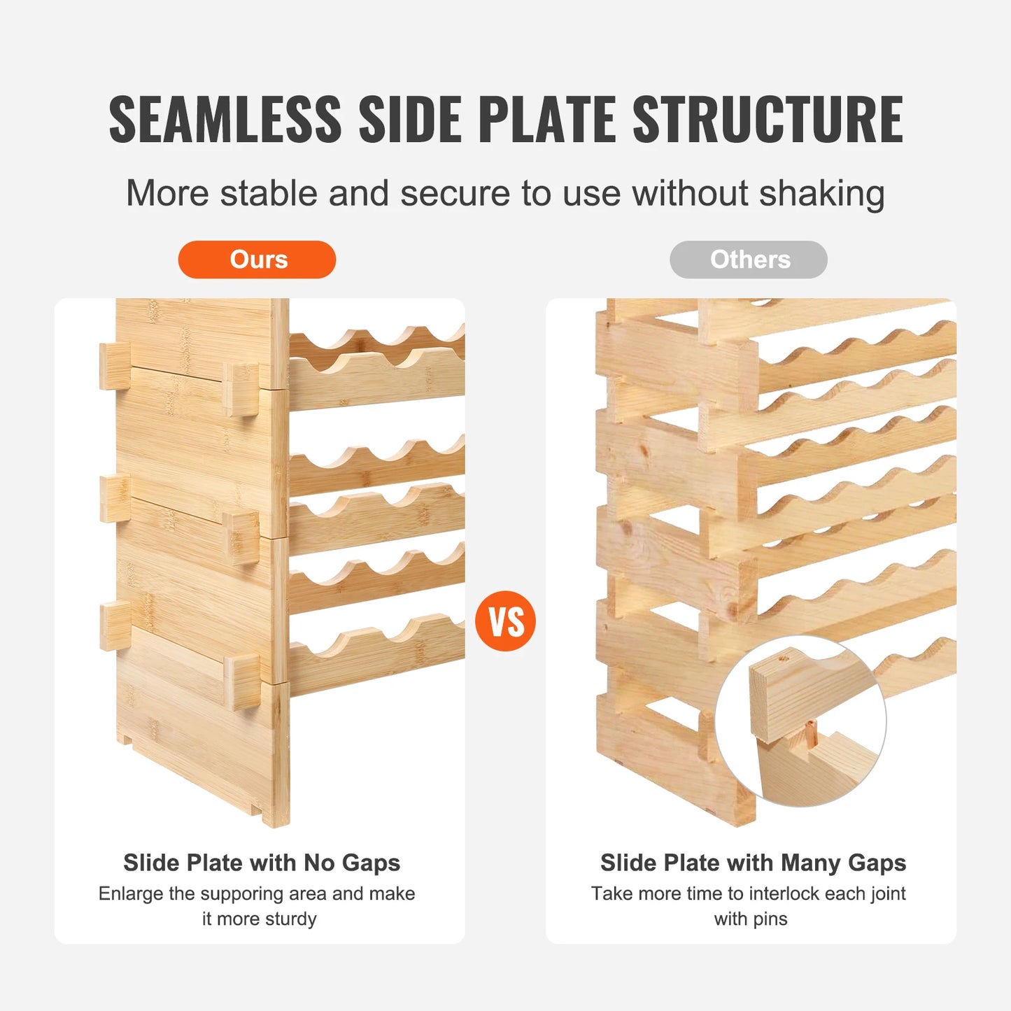 SucceBuy 8-Tier Stackable Bamboo Wine Rack Free Standing