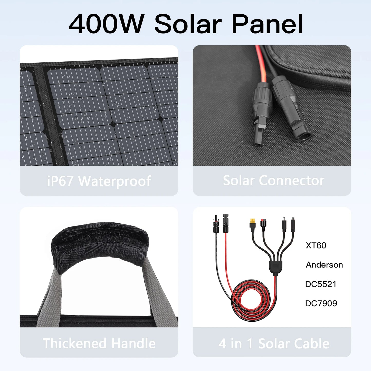 MHPOWOS Portable Solar Panel 400W For Power Stations And RVs