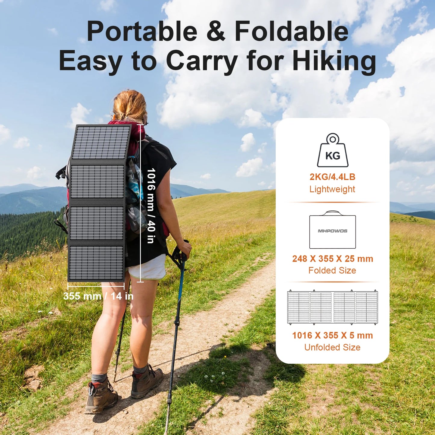 MHPOWOS Solar Battery Charger Foldable Panel USB C DC Output