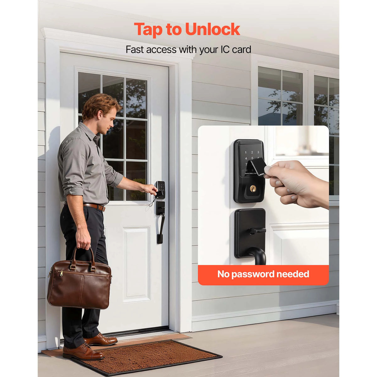 Keyless Entry Touchpad Door Lock Set With Ic Card Access
