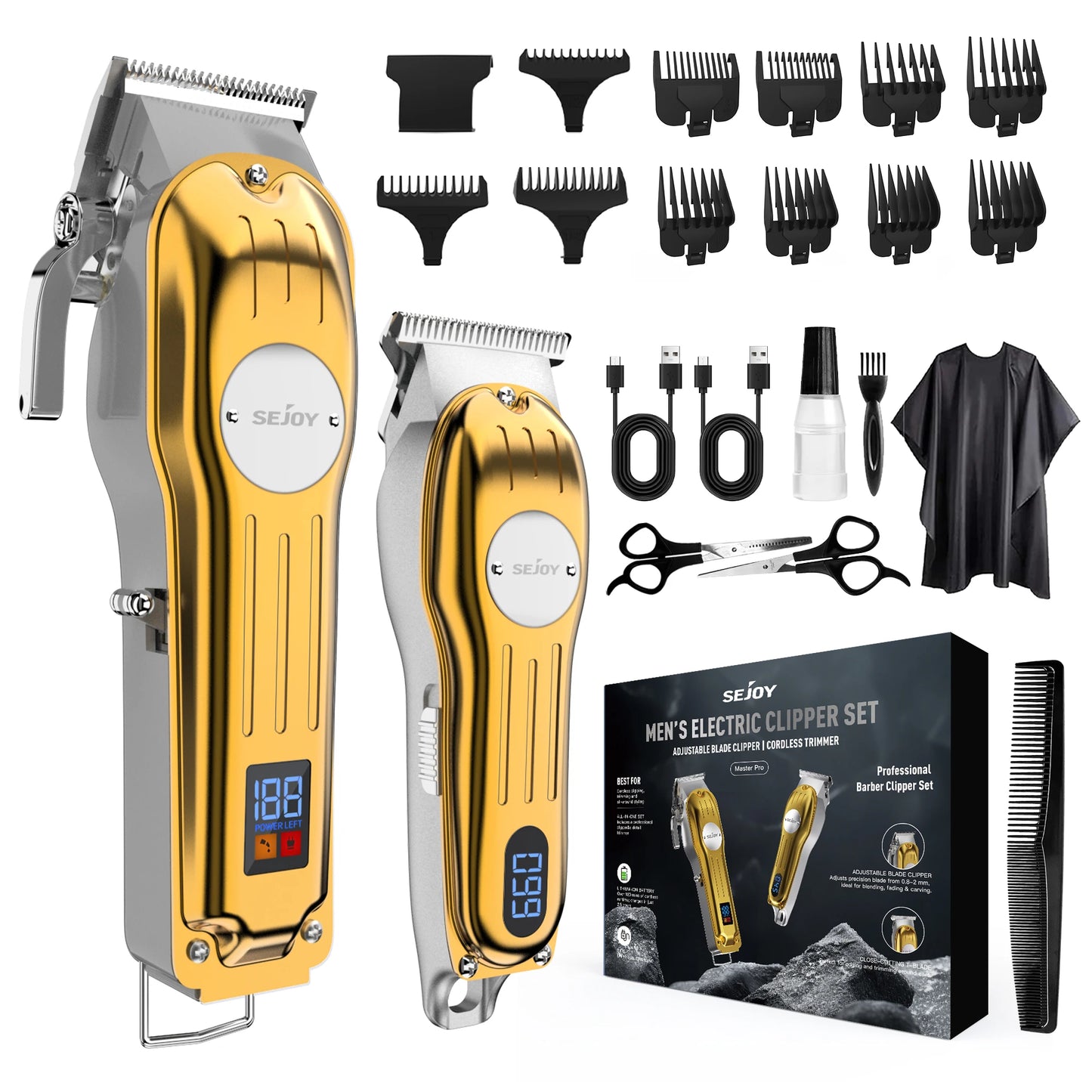 Sejoy Rechargeable Hair Clipper Set Professional Cordless Barber Kit