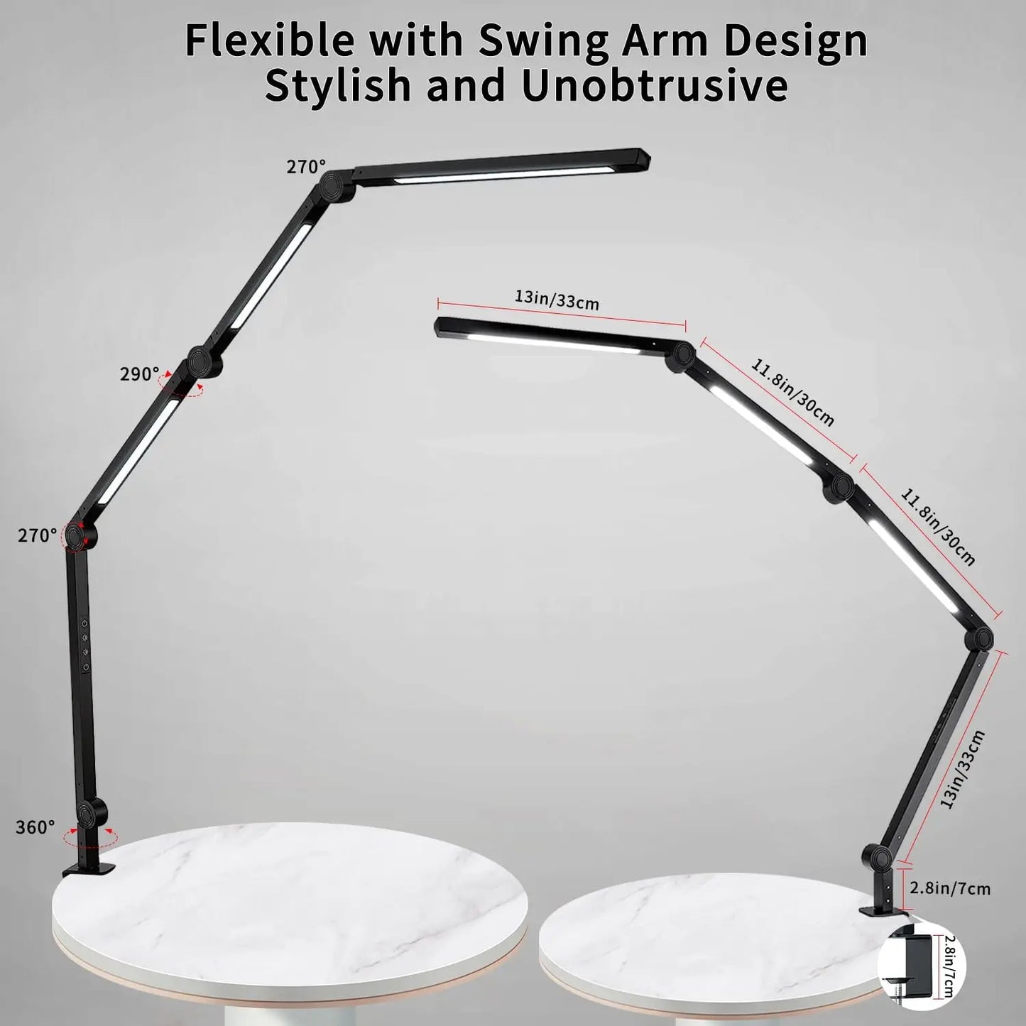 LED Desk Lamp With Clamp Swing Arm Four Color Modes