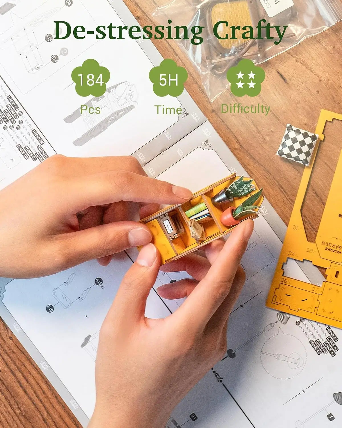 Robotime DIY Wooden Book Nook Miniature Doll House Kit