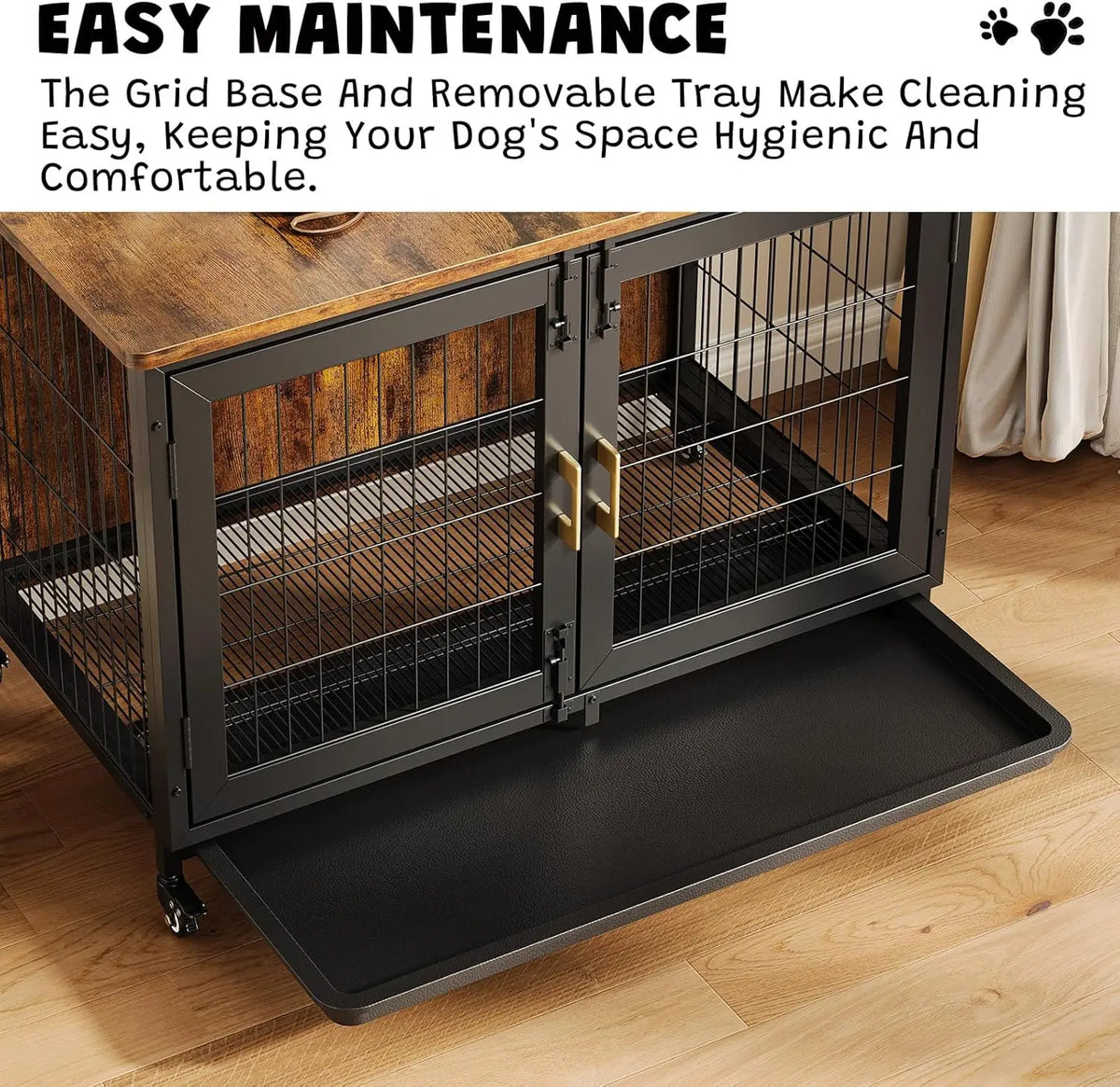 HiMISS Wooden Dog Crate Furniture With Heavy Duty Steel Frame