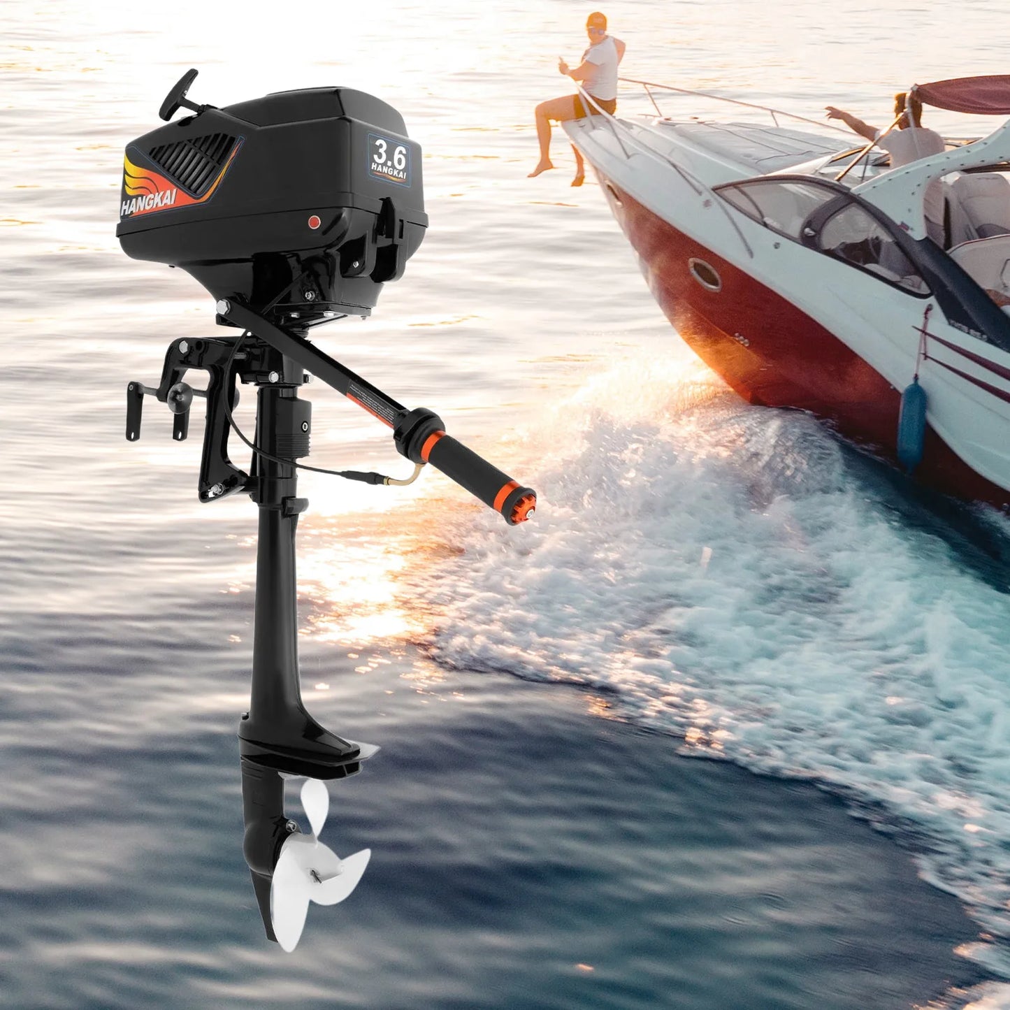 Bymaocar 3.6HP 55CC Two Stroke Outboard Motor Manual Start