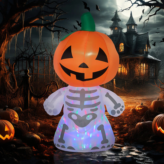 HOMCOM Inflatable Smiling Pumpkin Halloween Figure With LED Lights