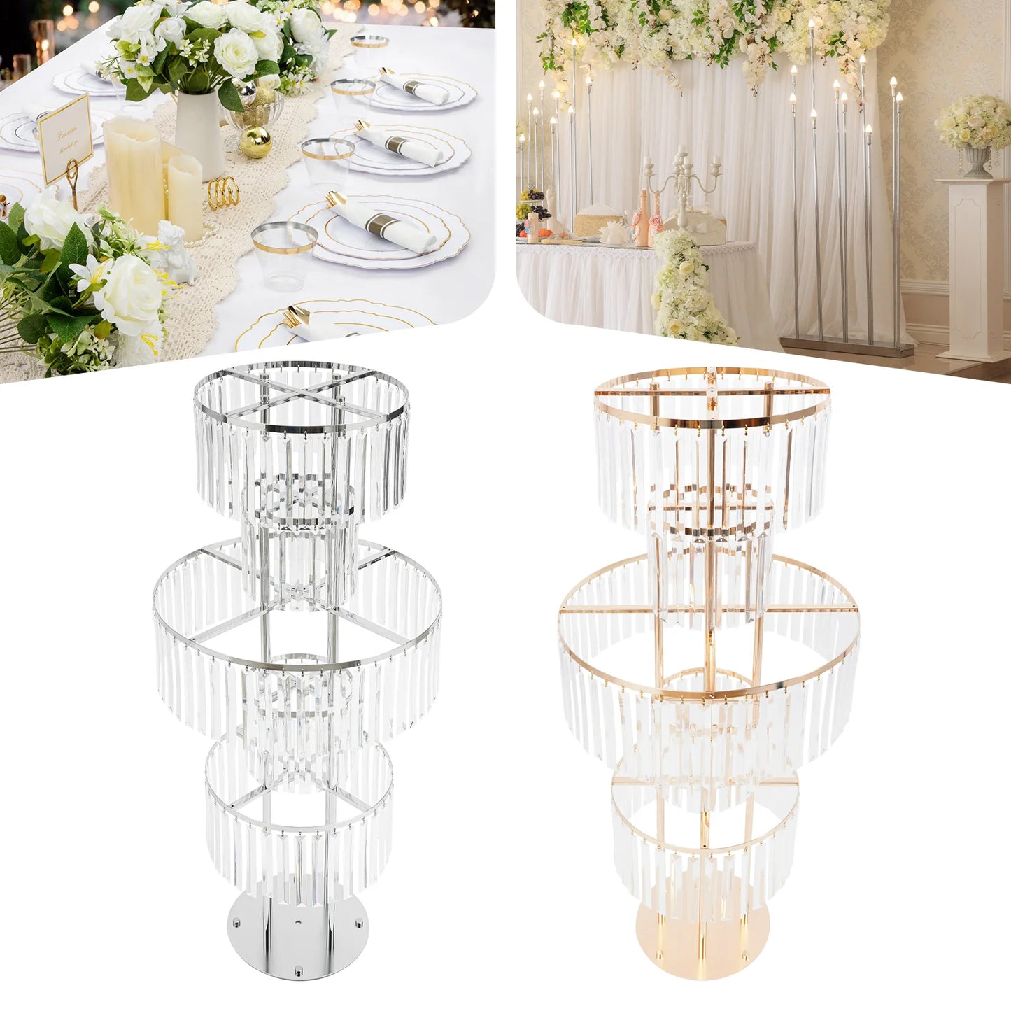 5-Tier Wedding Centerpiece Stand With Acrylic Flower Vases