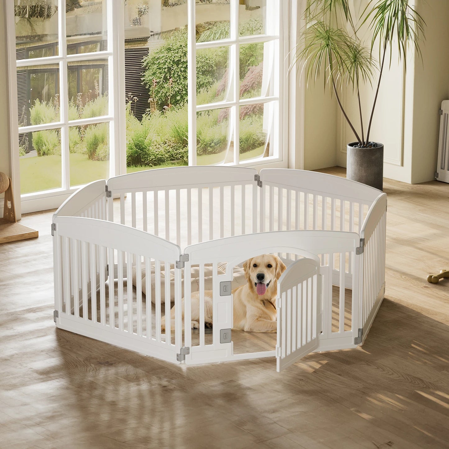JHK Plastic Dog Playpen Expandable Pet Fence For Medium Dogs