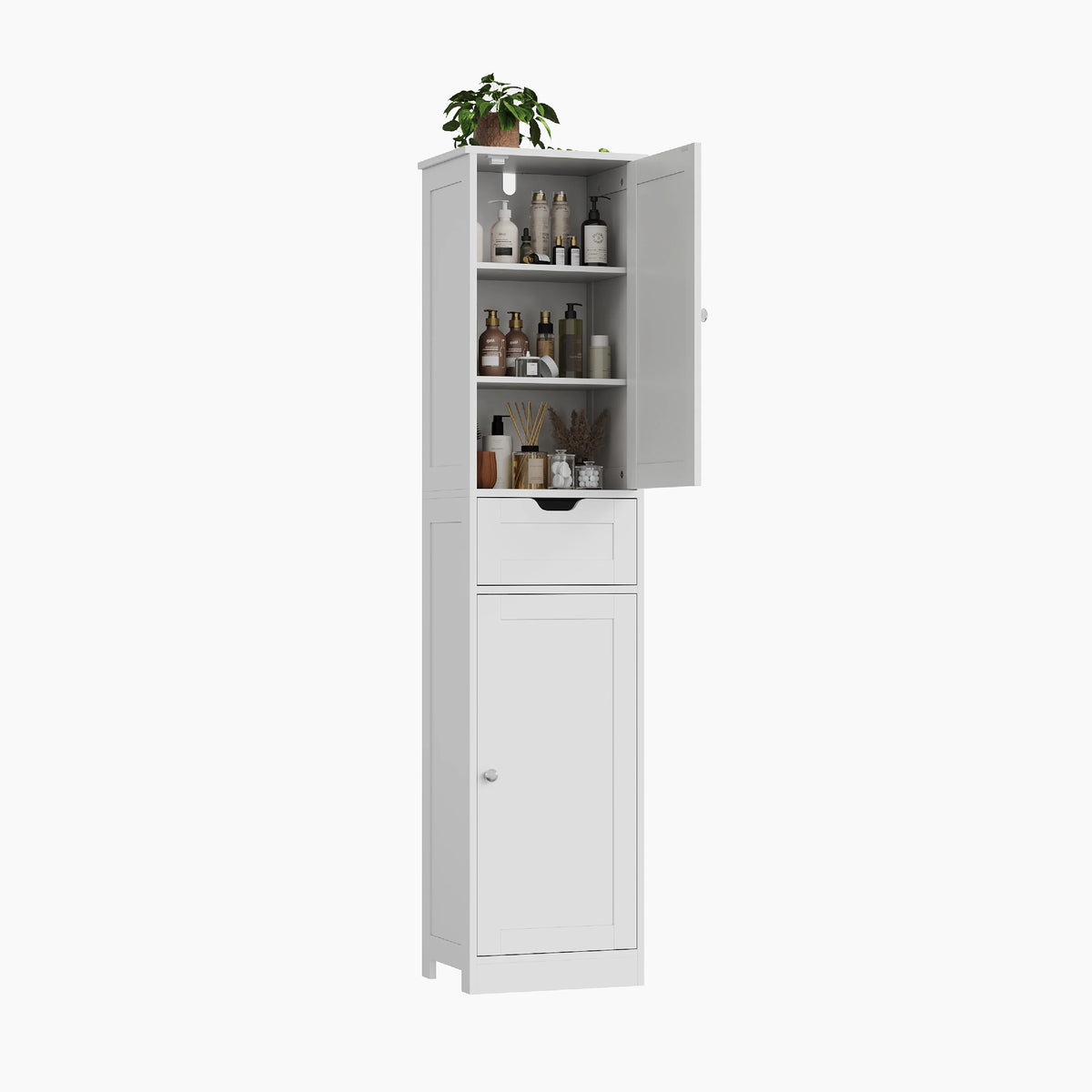 Slim Vertical Bathroom Storage Cabinet With Space Saving Organizer