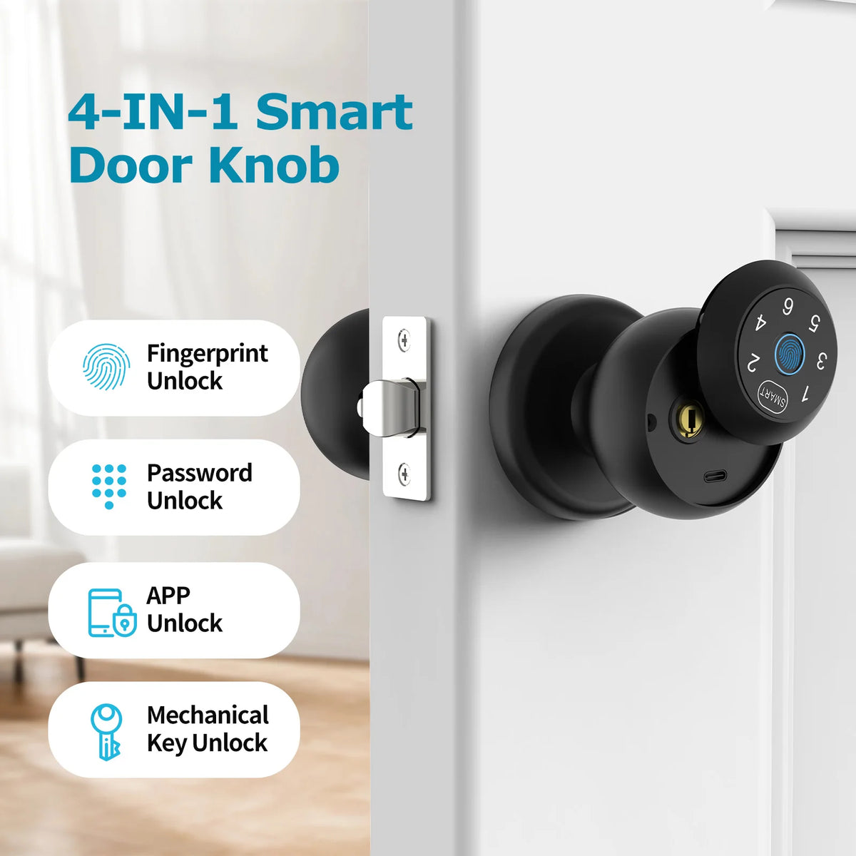 Viladepot Fingerprint Smart Door Lock With Keypad And App Control