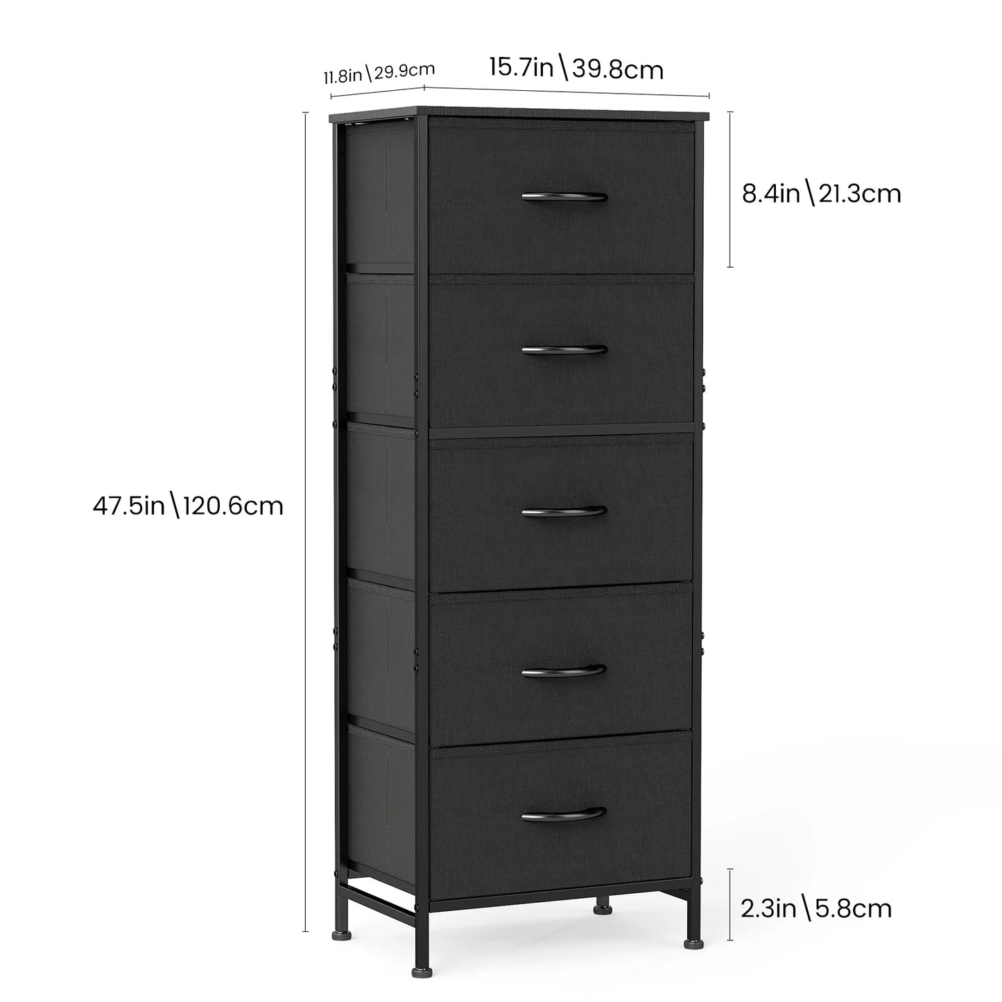 JHK Five Drawer Fabric Cabinet For Living Room Storage